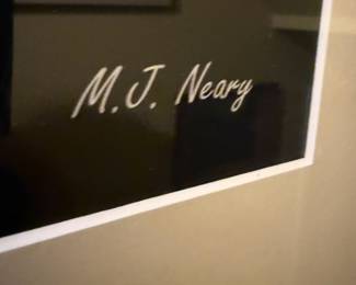 Framed & Matted Boat Harbor Painting by M.J. Neary
