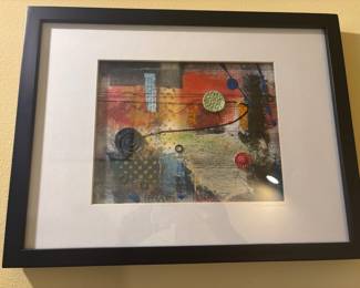 Framed & Matted Abstract Mixed Media Artwork by Tracy Felix Fraker
