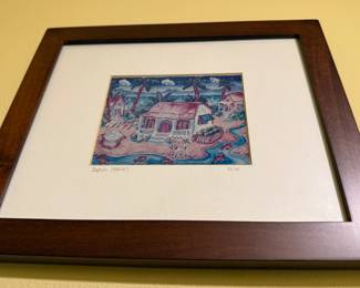 Framed & Matted Painting "Beach Houses" by Wise