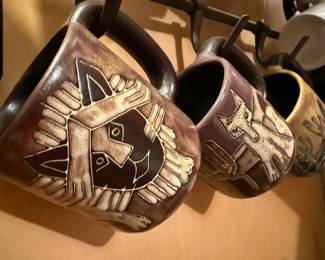 Set of 3 Mara Mexico Stoneware Coffee Mugs