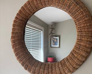 Round Wicker Framed Mirror