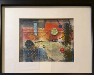 Framed & Matted Abstract Mixed Media Artwork by Tracy Felix Fraker
