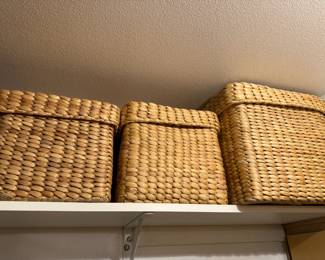 Set of 3 Woven Seagrass Lidded Square Baskets