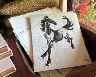 Xu BeiHong Style Horse Print on Rice Paper