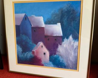 Framed & Matted Neighborhood Scene Print