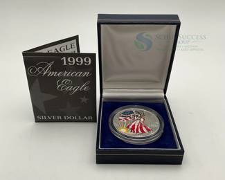 1999 American Silver Eagle, 1 oz Fine Silver Coin, Colorized Design