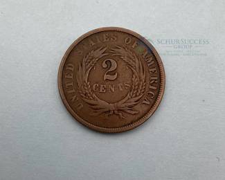 1864 US Two Cent Coin