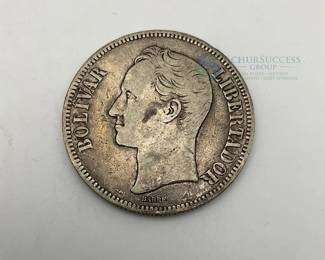 1905 Venezuela 5 Bolivares Coin