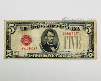 Red Seal 1928 $5 Bill