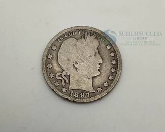 1897 US Barber Silver Quarter