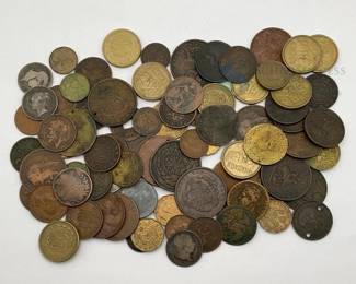 Assorted Coin Collection, Various Countries & Denominations 50+ Coins