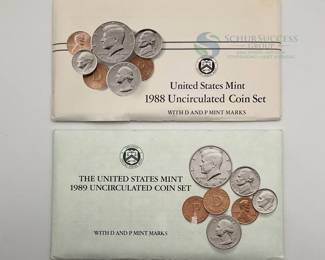 1988 & 1989 US Mint Uncirculated Coin Sets