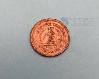 Knickerbocker Currency Copper Token, Civil War Era