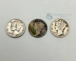 1918, 1936 & 1937 Mercury Dime US Coins