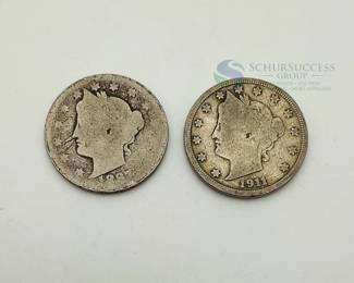 1897 and 1911 Liberty Head Nickels