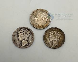 1935 & 1941 Mercury Dimes and 1952 Roosevelt Dime
