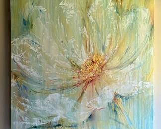 Celedon Splash Painting on Canvas. $175