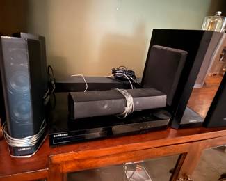 Home theater speaker system with surround speakers, sound bar and receiver