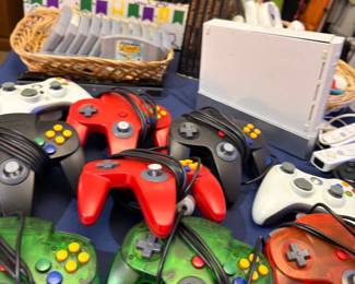 Nintendo 64 controllers in various colors