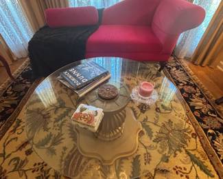GLASS TOP TABLE AND LOUNGE... RUG EXCLUDED