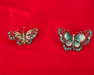 Sterling Fillagree Butterfly Pins