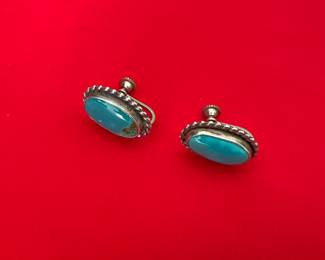 Native American Sterling turquoise earring