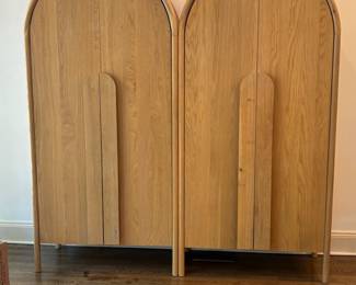 2 Crate and Barrel Annie Natural Storage Cabinet White Oak