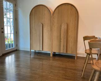 2 Crate and Barrel Annie Natural Storage Cabinet White Oak