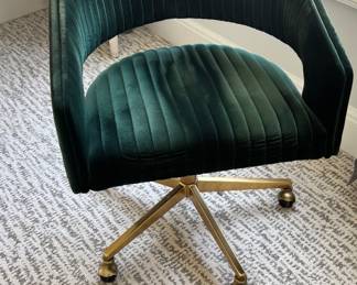 CB2 Channel Green Velvet Office Chair