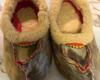Hand-Made wool and fur Moccasins 