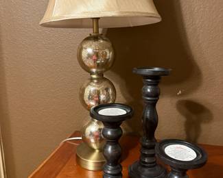 Candle sticks and lamp