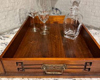 Serving tray and glassware