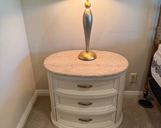 CENTURY Oval Marble Top Nightstand