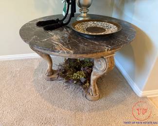 Marble Top Accent Table with Claw Feet