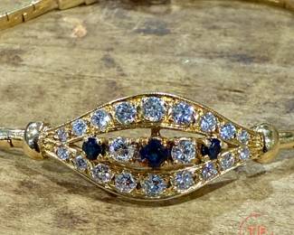 14kt and 18kt Yellow Gold Diamond and Saphire Bracelet