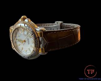 TAG HEUER Men's 18K Gold and Stainless Steel with Brown Leather Strap