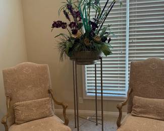 Faux Plant Display on Wrought Iron Stand