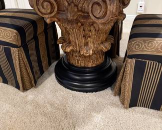 Column Pedestal Base Marble Top Table with Parsons Style Chairs