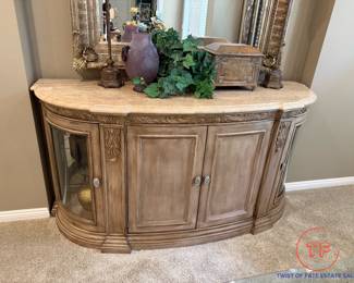 HENREDON Travertine Topped Buffet