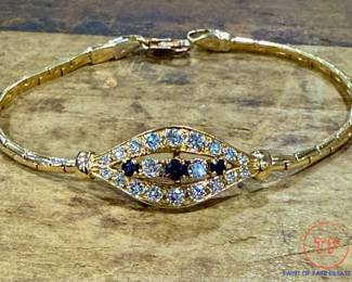 14kt and 18kt Yellow Gold Diamond and Saphire Bracelet