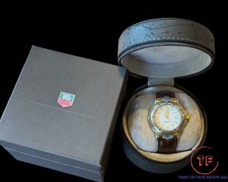 TAG HEUER Men's 18K Gold and Stainless Steel with Brown Leather Strap