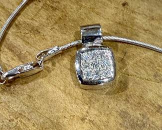 14kt White Gold Necklace with 14kt White Gold Diamond Pendant