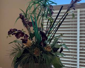 Faux Plant Display on Wrought Iron Stand