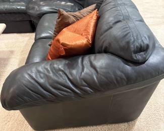 Curved Green Leather Sectional