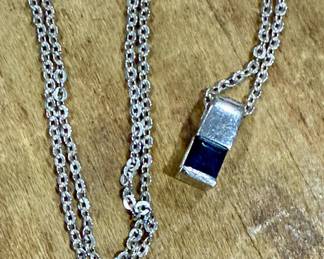 14kt White Gold Necklace and 14kt White Gold Saphire Pendant