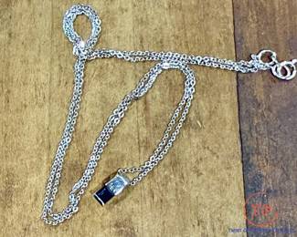 14kt White Gold Necklace and 14kt White Gold Saphire Pendant