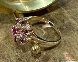 14kt Yellow Gold Diamond and Ruby Cocktail/Cluster Ring