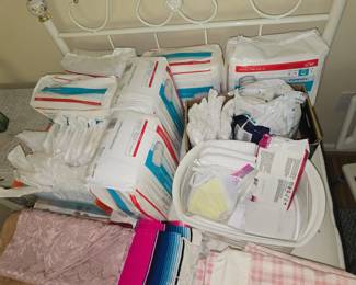 Adult incontinence supplies, tablecloths and bed linens