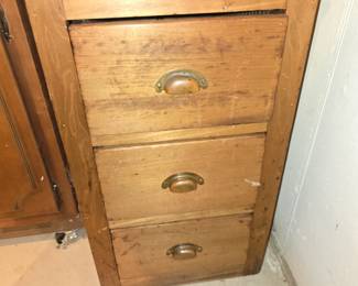 Low oak file cabinet