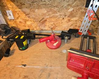 Vise, pole clamps, plumbing cleaner